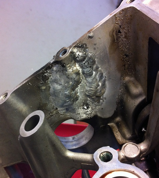 Aluminium motorcycle engine casing weld repairs